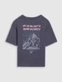 T-shirt oversize para rapariga com estampado - cinzento 4FJWSS25TTSHF1853 cinzento