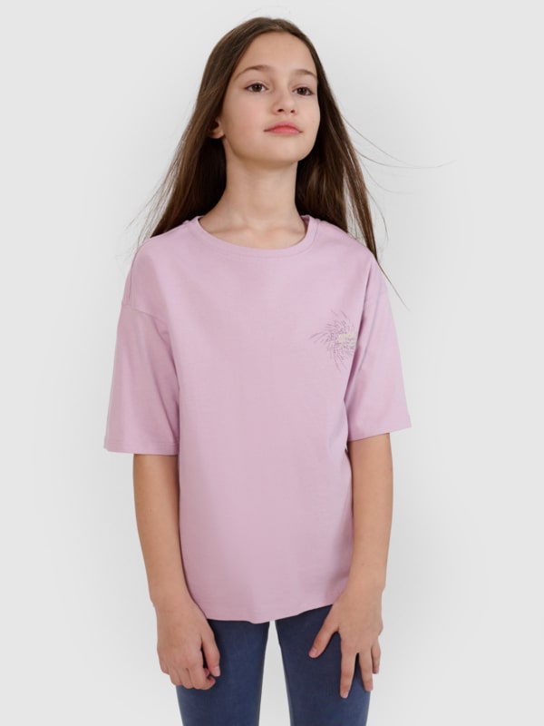 T-shirt de tamanho grande para rapariga com estampado - roxo 4FJWSS25TTSHF1853 violeta