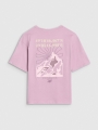 T-shirt de tamanho grande para rapariga com estampado - roxo 4FJWSS25TTSHF1853 violeta