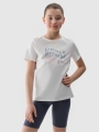 T-shirt normal de rapariga com estampado - branco 4FJWSS25TTSHF1854 Branco