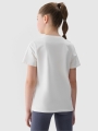 T-shirt normal de rapariga com estampado - branco 4FJWSS25TTSHF1854 Branco