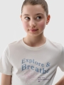 T-shirt normal de rapariga com estampado - branco 4FJWSS25TTSHF1854 Branco