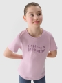 T-shirt normal de rapariga com estampado - roxo 4FJWSS25TTSHF1854 violeta