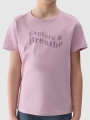 T-shirt normal de rapariga com estampado - roxo 4FJWSS25TTSHF1854 violeta