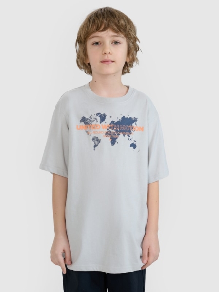 T-shirt oversize para rapaz com estampado - cinzento 4FJWSS25TTSHM1880 cinzento