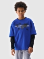 T-shirt oversize para rapaz com estampado - azul 4FJWSS25TTSHM1880 azul