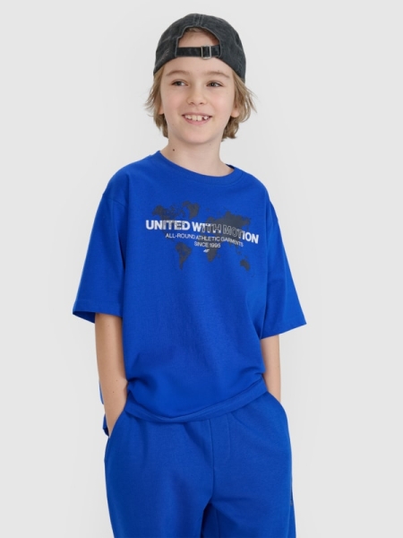 T-shirt oversize para rapaz com estampado - azul 4FJWSS25TTSHM1880 azul
