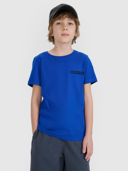 T-shirt normal de rapaz com estampado - azul 4FJWSS25TTSHM1881 azul