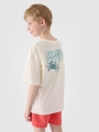 T-shirt oversize para rapaz com estampado - branco 4FJWSS25TTSHM1914 Branco