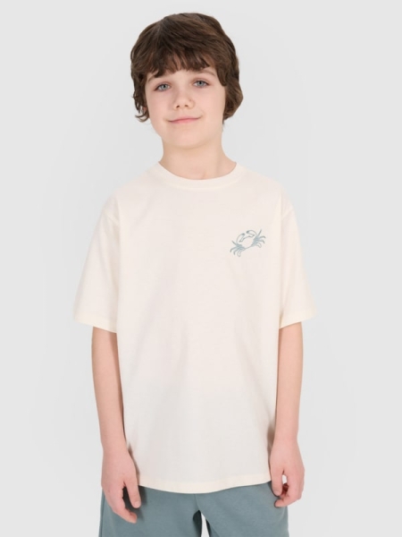 T-shirt oversize para rapaz com estampado - branco 4FJWSS25TTSHM1914 Branco