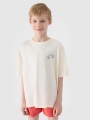 T-shirt oversize para rapaz com estampado - branco 4FJWSS25TTSHM1914 Branco
