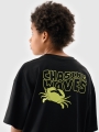T-shirt oversize para rapaz com estampado - preto 4FJWSS25TTSHM1914 preto