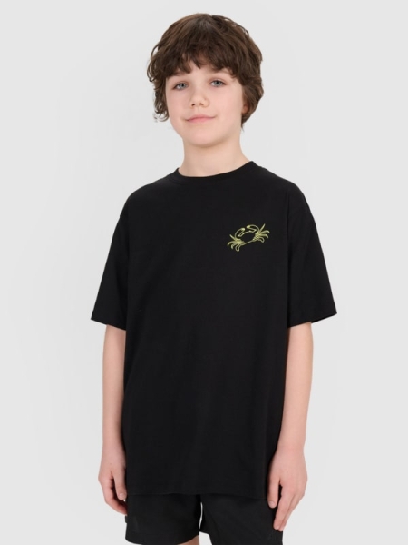 T-shirt oversize para rapaz com estampado - preto 4FJWSS25TTSHM1914 preto