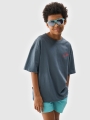 T-shirt oversize para rapaz com estampado - turquesa 4FJWSS25TTSHM1914 turquesa