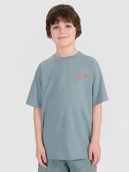 T-shirt oversize para rapaz com estampado - turquesa 4FJWSS25TTSHM1914 turquesa