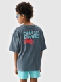 T-shirt oversize para rapaz com estampado - turquesa 4FJWSS25TTSHM1914 turquesa
