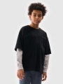 T-shirt oversize para rapaz com estampado - preto 4FJWSS25TTSHM2184 preto