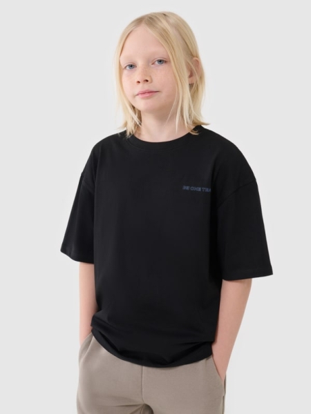T-shirt oversize para rapaz com estampado - preto 4FJWSS25TTSHM2184 preto