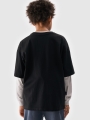 T-shirt oversize para rapaz com estampado - preto 4FJWSS25TTSHM2184 preto