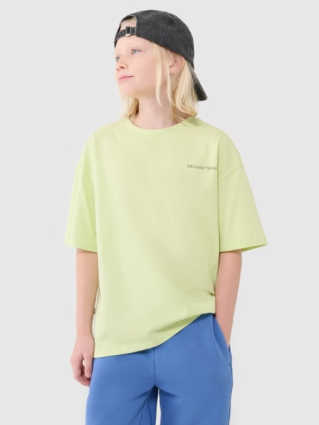 T-shirt oversize para rapaz com estampado - verde 4FJWSS25TTSHM2184 Verde