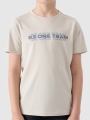 T-shirt para rapaz com estampado - bege 4FJWSS25TTSHM2186 Bege