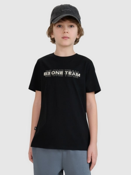 T-shirt para rapaz com estampado - preto 4FJWSS25TTSHM2186 preto