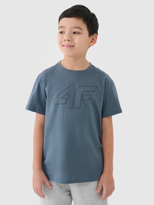 T-shirt estampada de grandes dimensões para rapaz - turquesa 4FJWSS25TTSHM2325 turquesa