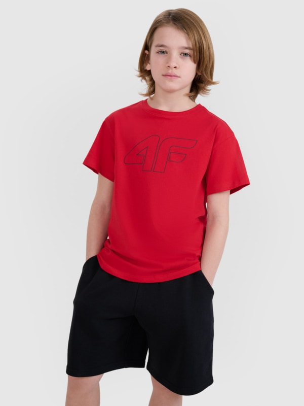T-shirt estampada oversized para rapaz - vermelho 4FJWSS25TTSHM2325 Vermelho
