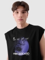 Camisola de Alças Oversize para Homem com Estampado - Preto - 4FRSS24TSLEM148