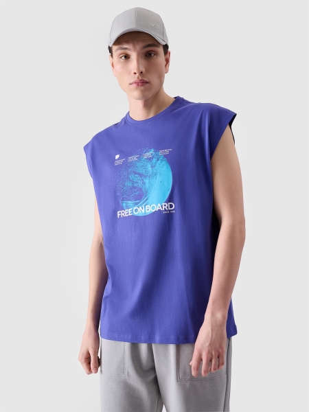 Camisola de Alças Oversize para Homem com Estampado - Roxo/Violeta - 4FRSS24TSLEM148 