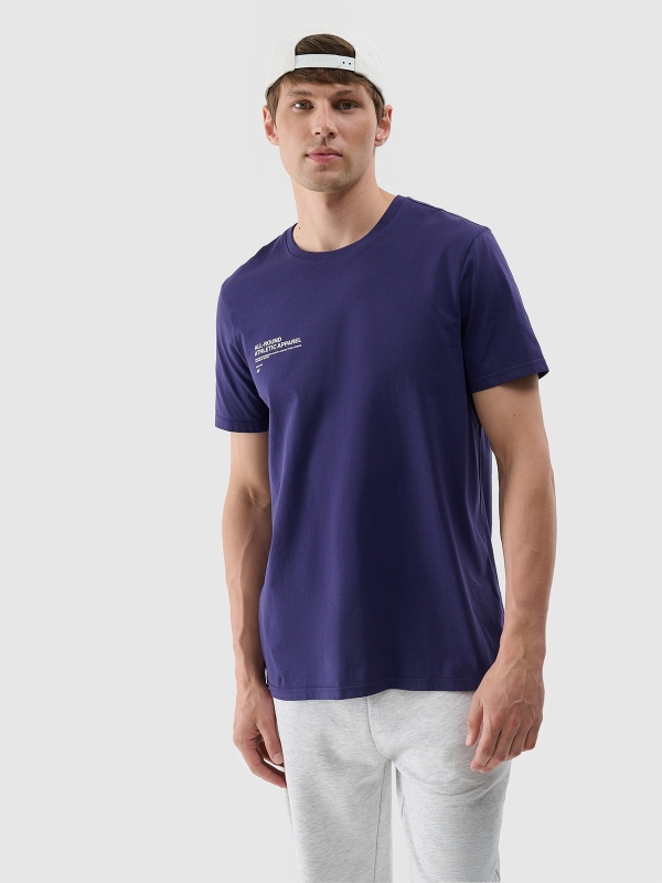 T-shirt com estampado para homem - azul marinho 4FRSS24TTSHM2061 azul marinho