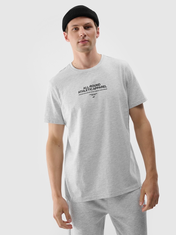 T-shirt com estampado para homem - cinzento 4FRSS24TTSHM2063 cinzento