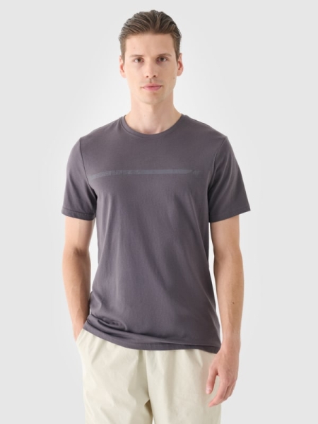 T-shirt regular para homem com estampado - cinzento 4FRSS24TTSHM2077 cinzento