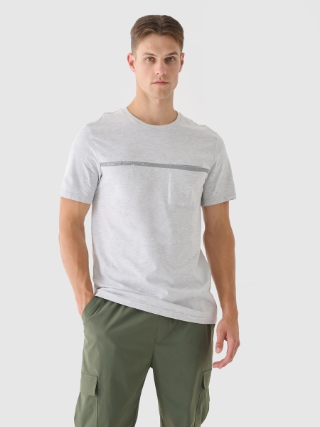T-shirt regular para homem com estampado - cinzento 4FRSS24TTSHM2078 cinzento