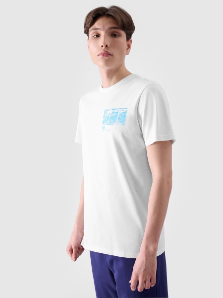 T-shirt regular para homem com estampado - branco 4FRSS24TTSHM2106 Branco
