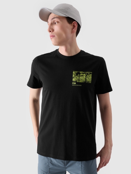 T-shirt regular para homem com estampado - preto 4FRSS24TTSHM2106 preto
