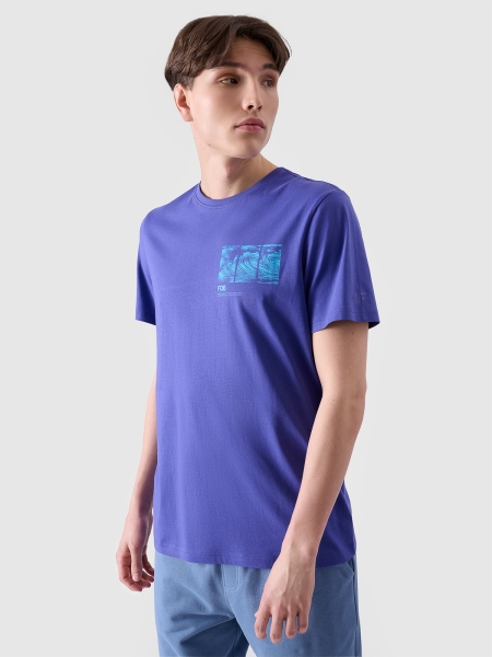 T-shirt regular para homem com estampado - roxo 4FRSS24TTSHM2106 violeta