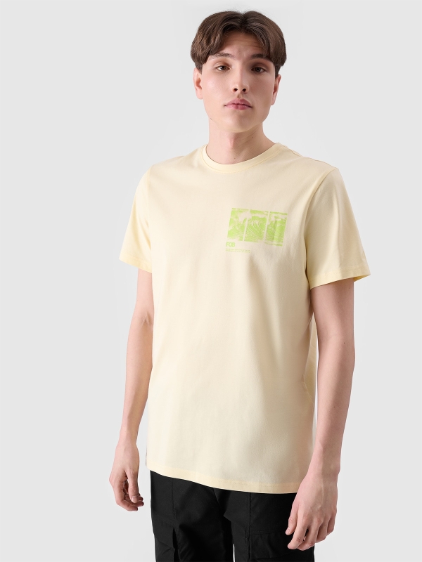 T-shirt regular para homem com estampado - amarelo 4FRSS24TTSHM2106 amarelo