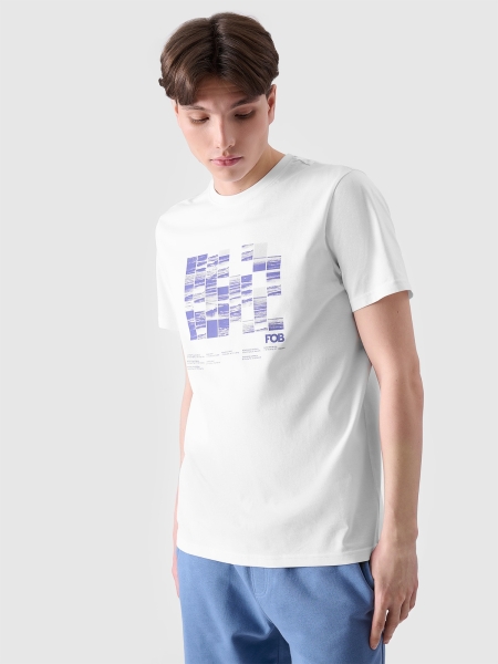 T-shirt regular para homem com estampado - branco 4FRSS24TTSHM2107 Branco