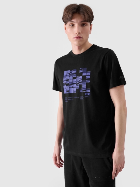 T-shirt regular para homem com estampado - preto 4FRSS24TTSHM2107 preto
