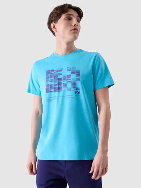 T-shirt regular para homem com estampado - turquesa 4FRSS24TTSHM2107 turquesa