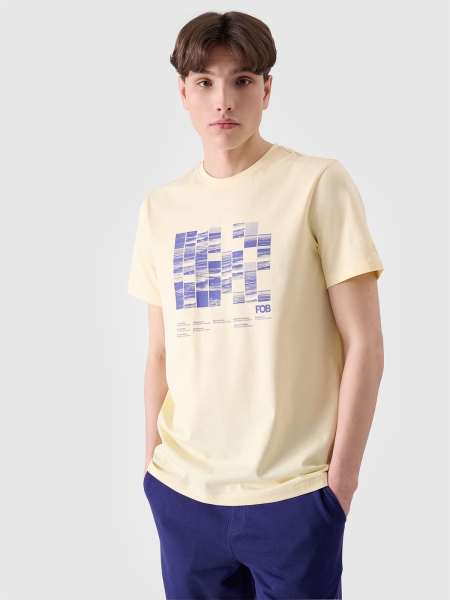 T-shirt regular para homem com estampado - amarelo 4FRSS24TTSHM2107 amarelo