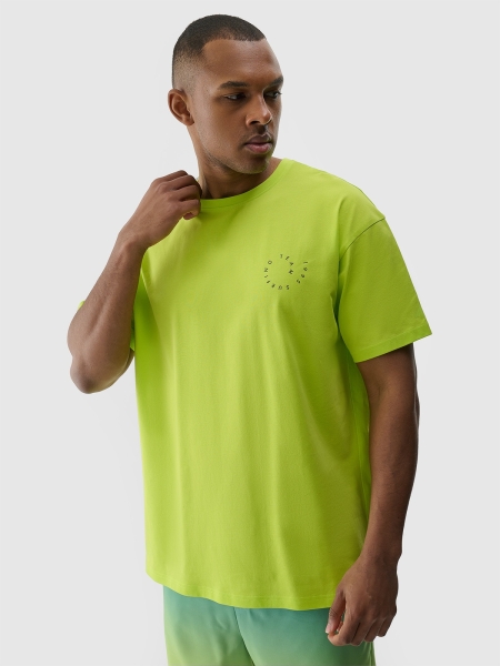 T-shirt oversize para homem com estampado - verde 4FRSS24TTSHM2131 Verde