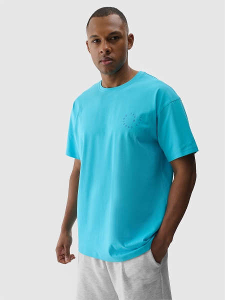 T-shirt oversize para homem com estampado - turquesa 4FRSS24TTSHM2131 turquesa