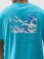 T-shirt oversize para homem com estampado - turquesa 4FRSS24TTSHM2131 turquesa