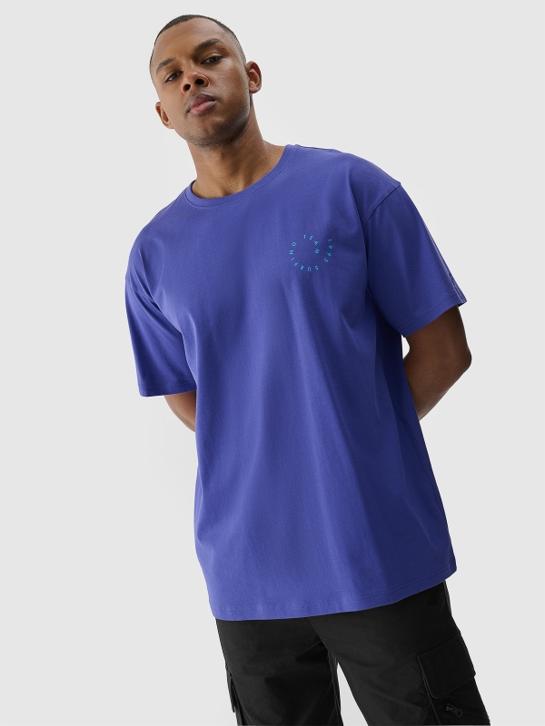 T-shirt oversize para homem com estampado - roxo 4FRSS24TTSHM2131 violeta