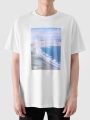 T-shirt oversize para homem com estampado - branco 4FRSS24TTSHM2132 Branco