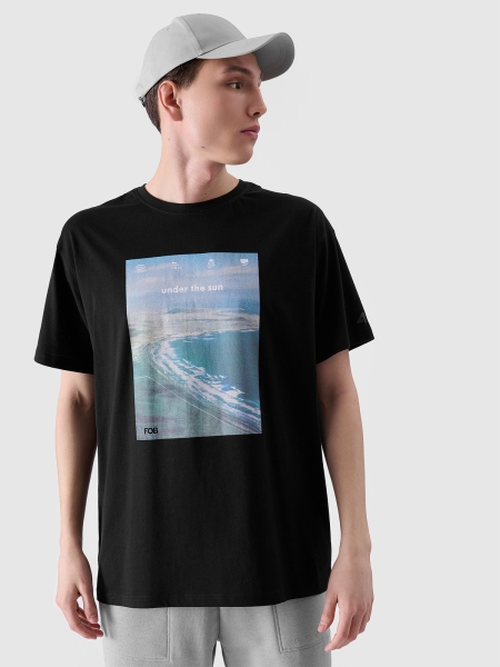 T-shirt oversize para homem com estampado - preto 4FRSS24TTSHM2132 preto