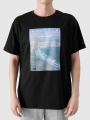 T-shirt oversize para homem com estampado - preto 4FRSS24TTSHM2132 preto