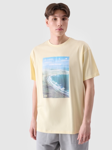 T-shirt oversize para homem com estampado - amarelo 4FRSS24TTSHM2132 amarelo